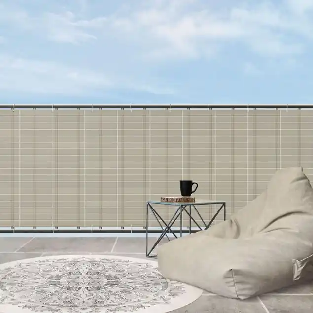 Metro Fliesen - Beige Balkon Sichtschutz • winddurchlässiges Mesh • fertig geöst & inkl. Kabelbinder • Schutzbeschichtung • verstärkte Ränder • gefertigt in Deutschland Sonderaktion