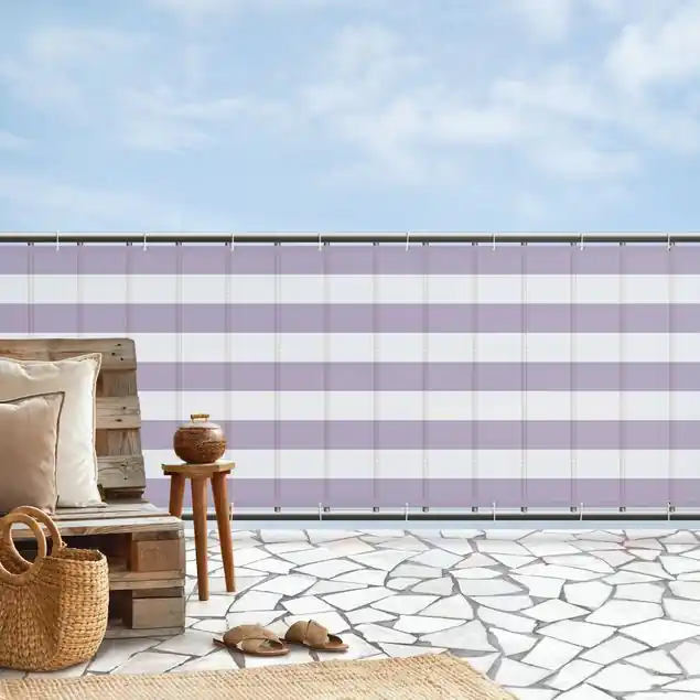 Querstreifen in Lavendel Balkon Sichtschutz • winddurchlässiges Mesh • fertig geöst & inkl. Kabelbinder • Schutzbeschichtung • verstärkte Ränder • gefertigt in Deutschland Begrenztes Angebot