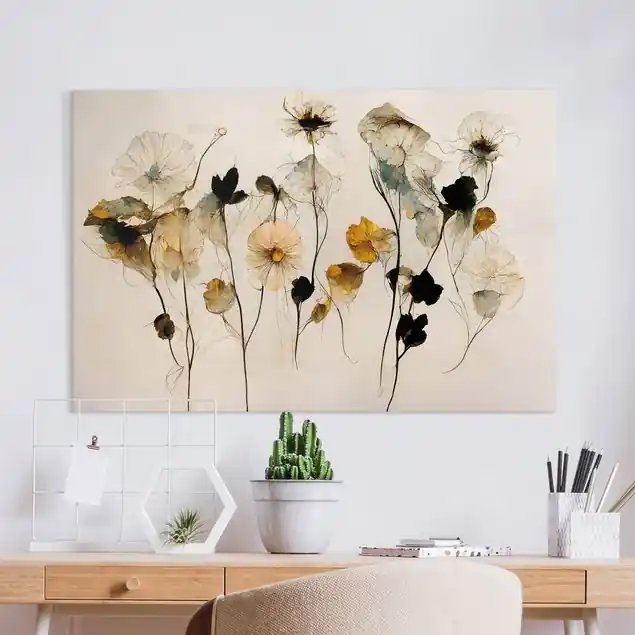 Warme Blüten Leinwandbild • hergestellt in Deutschland • langlebiges Canvas mit Holzkeilrahmen • klassische Struktur Ausverkauf