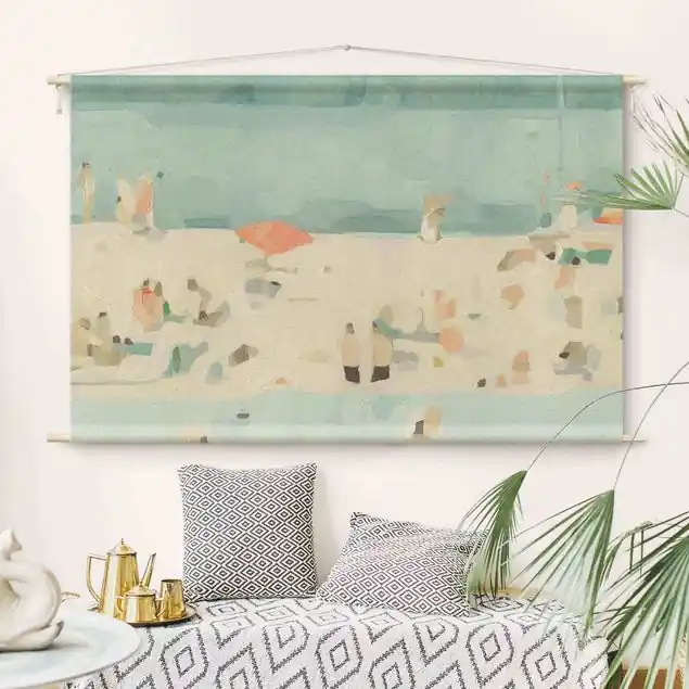 Top-Angebot Sandbank im Meer II Wandteppich • Handarbeit aus Deutschland • inkl. Rundhölzer & Baumwollseil • lösemittelfrei • natürliche Raumwirkung