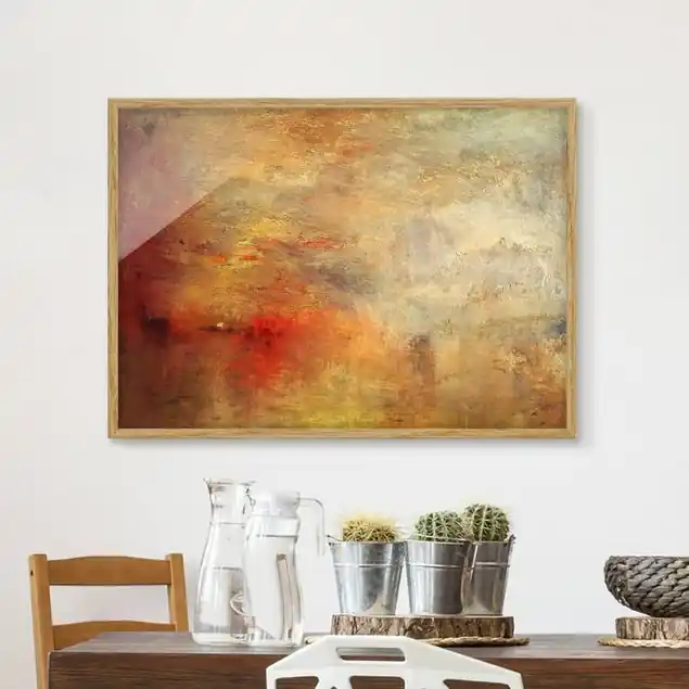 Neue Ware Joseph Mallord William Turner - Sonnenuntergang über einem See Bild mit Rahmen in Manufakturqualität • Eiche naturbelassen • inkl. Rahmung von Hand • Made in Germany