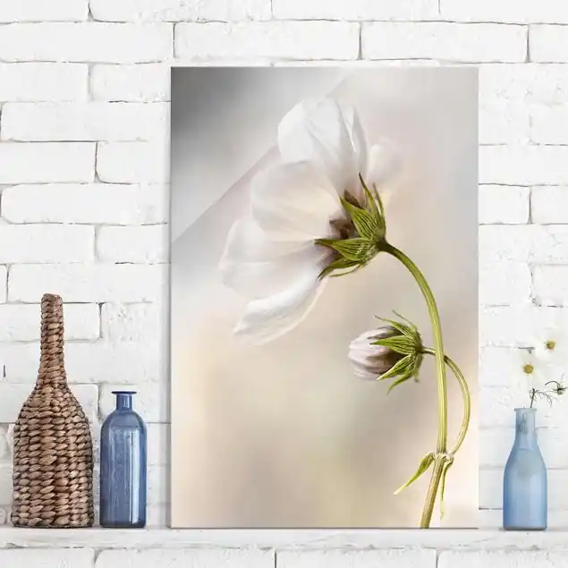 Garantierte Lieferung Himmlischer Blütentraum Glasbild - Hochformat
