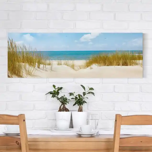 Strand an der Nordsee Leinwandbild • hergestellt in Deutschland • langlebiges Canvas mit Holzkeilrahmen • klassische Struktur Zertifiziert