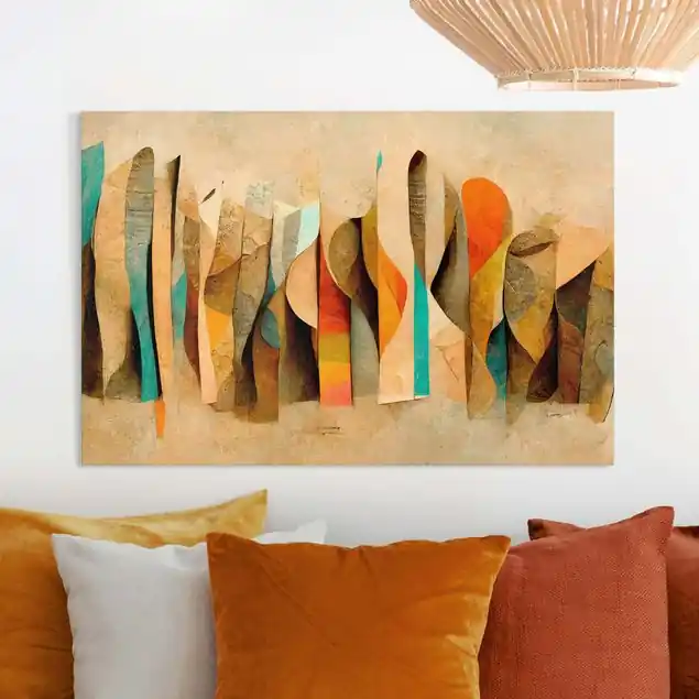 Beliebt Warme Farbstreifen Leinwandbild • hergestellt in Deutschland • langlebiges Canvas mit Holzkeilrahmen • klassische Struktur