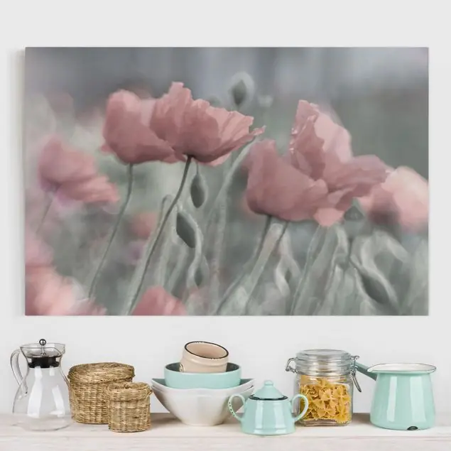 Malerische Mohnblumen Leinwandbild • hergestellt in Deutschland • langlebiges Canvas mit Holzkeilrahmen • klassische Struktur Beliebt