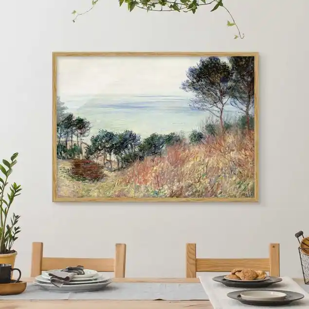 Bestpreis Claude Monet - Küste Varengeville Bild mit Rahmen in Manufakturqualität • Eiche naturbelassen • inkl. Rahmung von Hand • Made in Germany