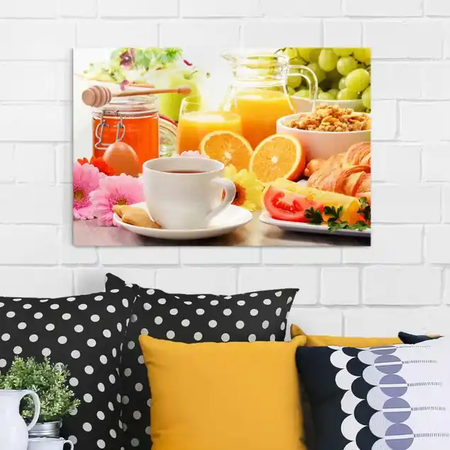 Sommerlicher Frühstückstisch Glasbild - Querformat Top-Seller