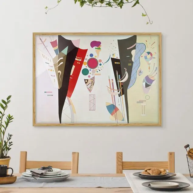 Markenprodukt Wassily Kandinsky - Wechselseitiger Gleichklang Bild mit Rahmen in Manufakturqualität • Eiche naturbelassen • inkl. Rahmung von Hand • Made in Germany