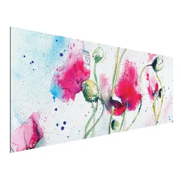 Kostenloser Rückversand Painted Poppies Alu-Dibond Outdoor Bild