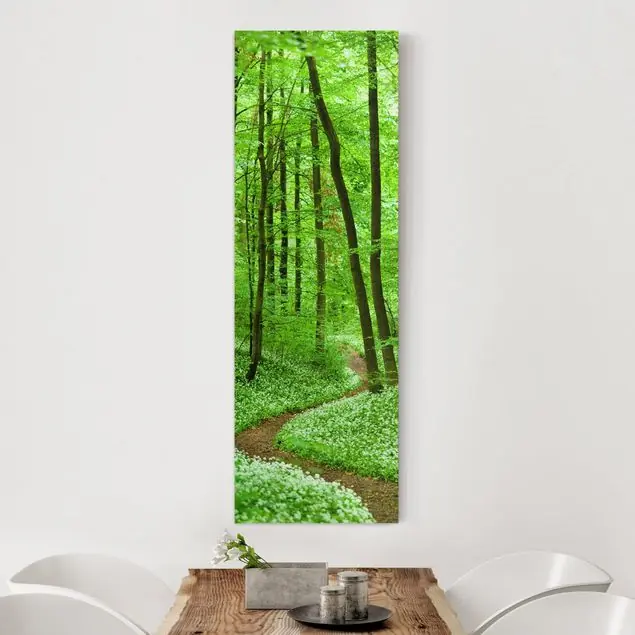 Sofort Bestellen Romantischer Waldweg Leinwandbild • hergestellt in Deutschland • langlebiges Canvas mit Holzkeilrahmen • klassische Struktur