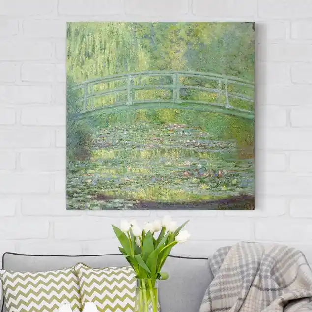 Claude Monet - Japanische Brücke Leinwandbild • hergestellt in Deutschland • langlebiges Canvas mit Holzkeilrahmen • klassische Struktur Markenware