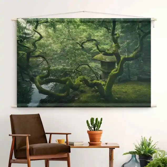 Magischer Baum Wandteppich • Handarbeit aus Deutschland • inkl. Rundhölzer & Baumwollseil • lösemittelfrei • natürliche Raumwirkung Schnäppchen