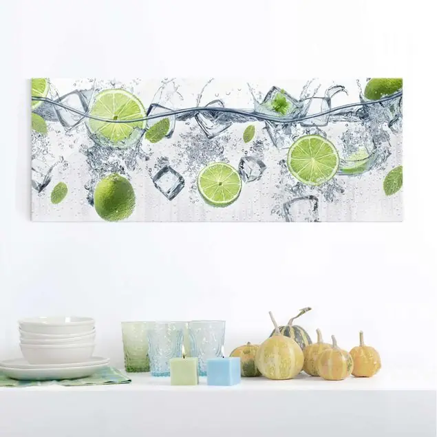 Erfrischende Limette Glasbild - Panorama Neue Kollektion