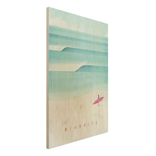 Reiseposter - Biarritz Holzbild - Hochformat 2:3 Kostenloser Versand
