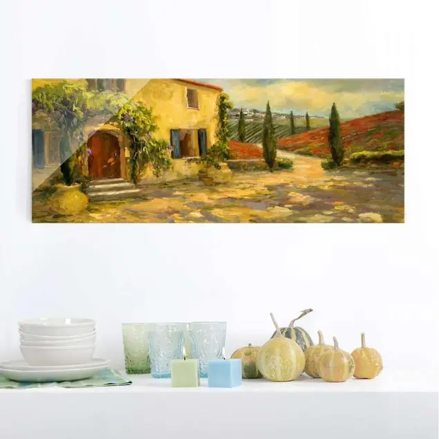 Finale Aktion Italienische Landschaft - Toskana Glasbild - Panorama