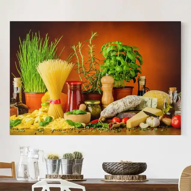 Italienische Küche Leinwandbild • hergestellt in Deutschland • langlebiges Canvas mit Holzkeilrahmen • klassische Struktur • 260 g/m² Neue Kollektion