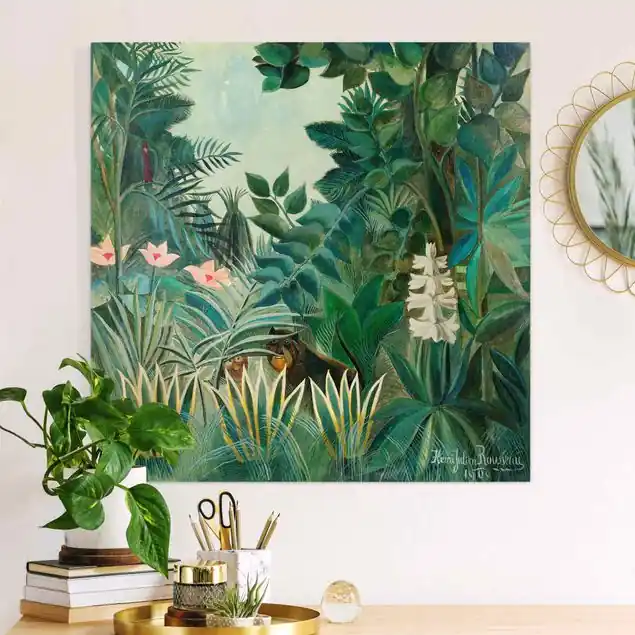 Henri Rousseau - Dschungel am Äquator Leinwandbild • hergestellt in Deutschland • langlebiges Canvas mit Holzkeilrahmen • klassische Struktur • 260 g/m² Must-Have