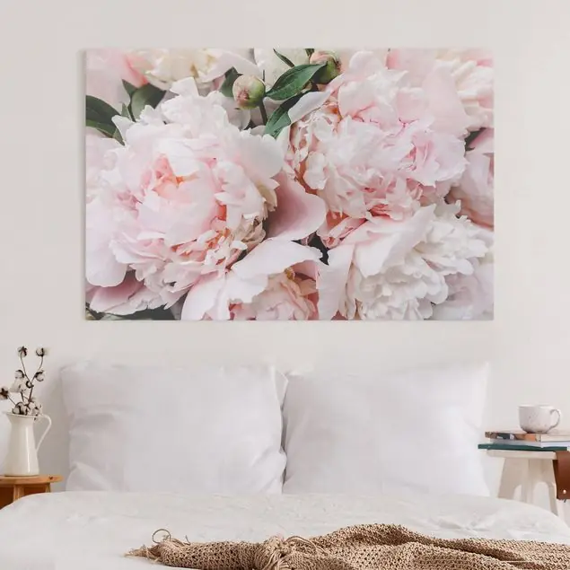 Sale Pfingstrosen Hellrosa Leinwandbild • hergestellt in Deutschland • langlebiges Canvas mit Holzkeilrahmen • klassische Struktur • 260 g/m²