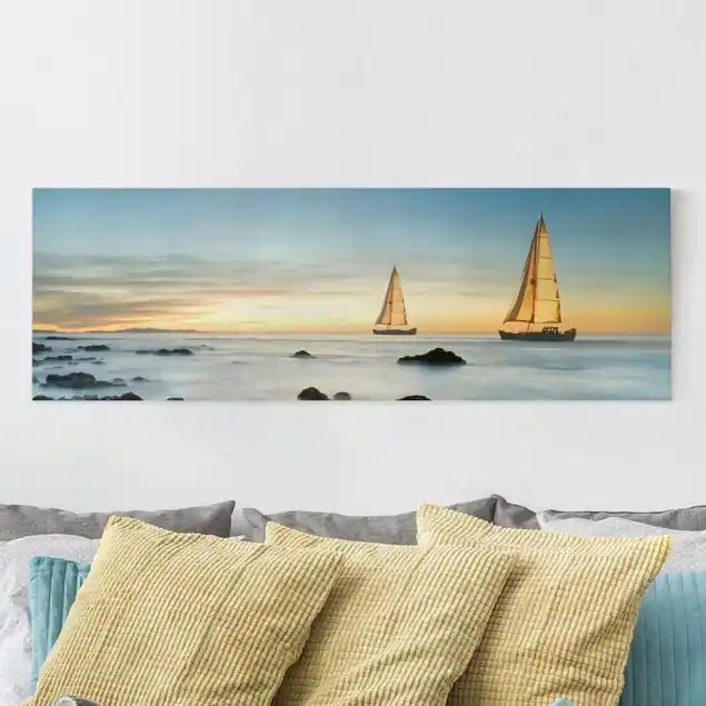 Rabatt Segelschiffe im Ozean Leinwandbild • hergestellt in Deutschland • langlebiges Canvas mit Holzkeilrahmen • klassische Struktur • 260 g/m²