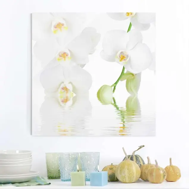 Garantierte Lieferung Wellness Orchidee Glasbild - Quadrat