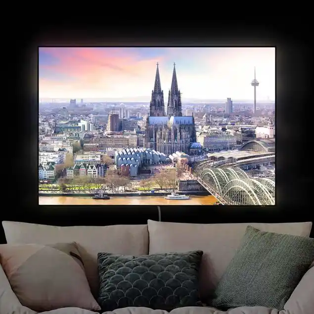 Zertifiziert Köln Skyline mit Dom LED-Wechselbild