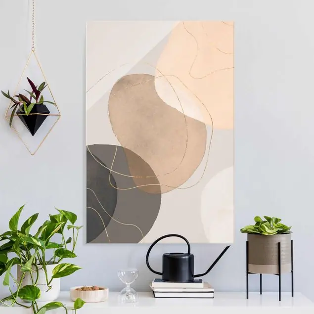 Verspielte Impressionen in Beige Glasbild Bestseller
