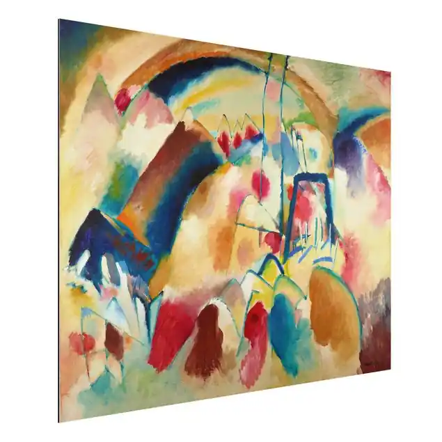 Wassily Kandinsky - Landschaft mit Kirche Alu-Dibond Outdoor Bild Kostenloser Versand