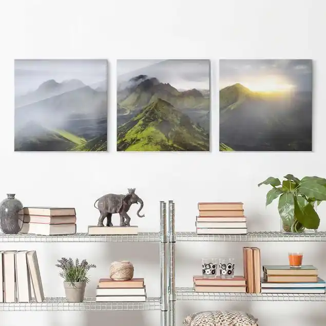 Storkonufell Island 3-teiliges Glasbild Neuheit