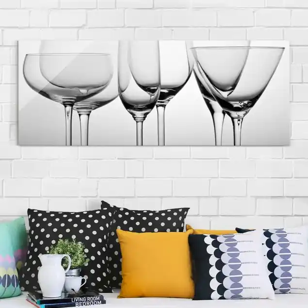 Edle Gläser Schwarz-Weiß Glasbild Online Kaufen