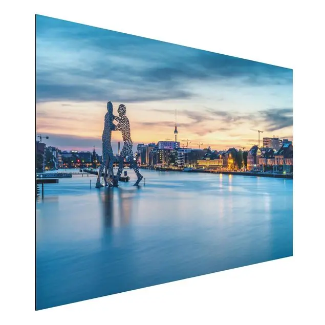 Begrenztes Angebot Berlin Skyline mit Molecule Man Alu-Dibond Outdoor Bild