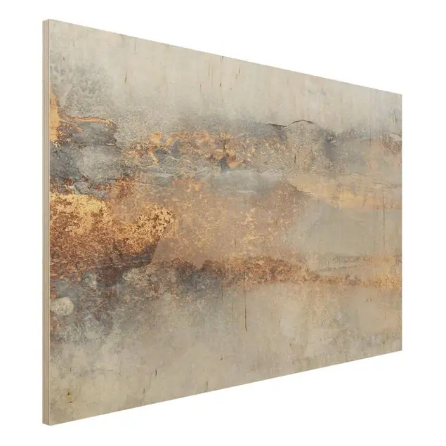Sonderaktion Gold-Grauer Nebel Holzbild