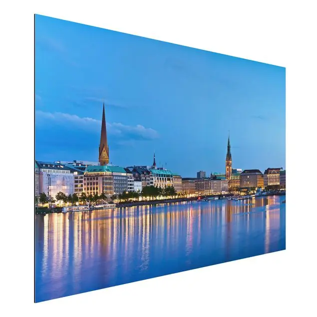 Hamburg Skyline Alu-Dibond Outdoor Bild Kostenloser Rückversand