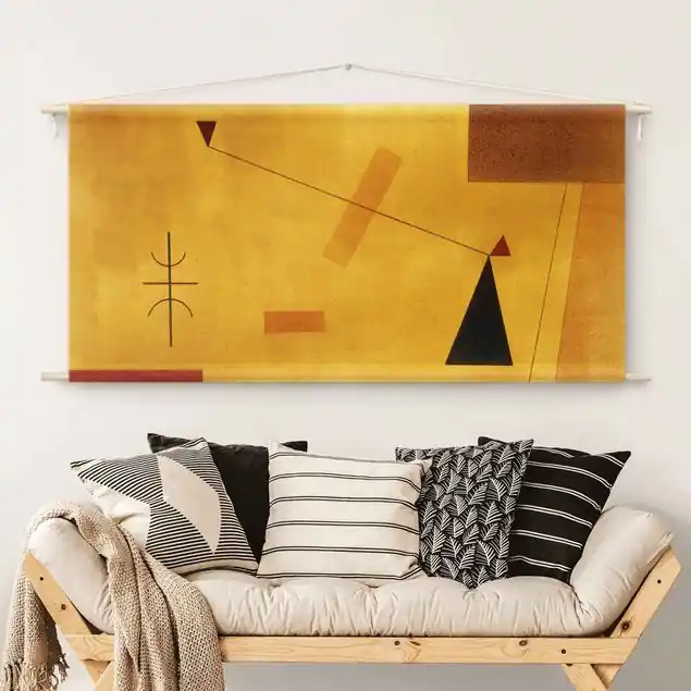 Super-Preis Wassily Kandinsky - Außer Gewicht Wandteppich • Handarbeit aus Deutschland • inkl. Rundhölzer & Baumwollseil • lösemittelfrei • natürliche Raumwirkung