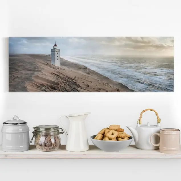 Geprüft Leuchtturm in Dänemark Leinwandbild • hergestellt in Deutschland • langlebiges Canvas mit Holzkeilrahmen • klassische Struktur • 260 g/m²