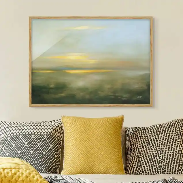 Sonderangebot Dämmerung am Horizont Bild mit Rahmen in Manufakturqualität • Eiche naturbelassen • inkl. Rahmung von Hand • Made in Germany