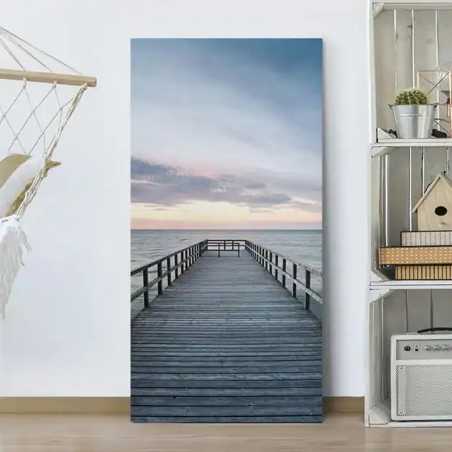 Neu Im Sortiment Steg Promenade Leinwandbild • hergestellt in Deutschland • langlebiges Canvas mit Holzkeilrahmen • klassische Struktur • 260 g/m²