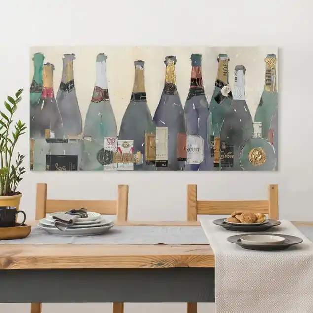 Entkorkt - Champagner Leinwandbild • hergestellt in Deutschland • langlebiges Canvas mit Holzkeilrahmen • klassische Struktur • 260 g/m² Kostenloser Versand
