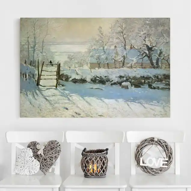 Garantierte Lieferung Claude Monet - Die Elster Leinwandbild • hergestellt in Deutschland • langlebiges Canvas mit Holzkeilrahmen • klassische Struktur • 260 g/m²