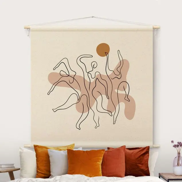 Sichere Zahlung Picasso Interpretation - Der Tanz Wandteppich • Handarbeit aus Deutschland • inkl. Rundhölzer & Baumwollseil • lösemittelfrei • natürliche Raumwirkung