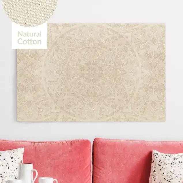 Nur Für Kurze Zeit Mandala Aquarell Muster Ornament beige Leinwandbild auf Canvas Natural