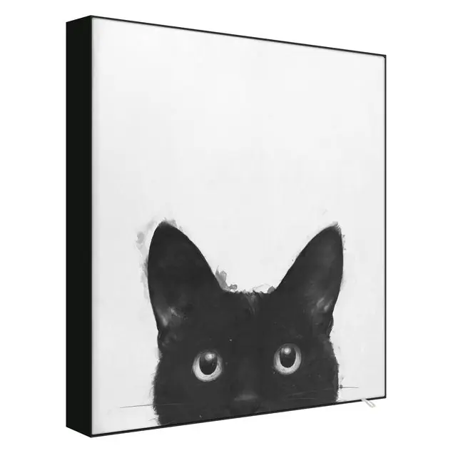 Rabatt Illustration Schwarze Katze auf Weiß Malerei Wechselbild