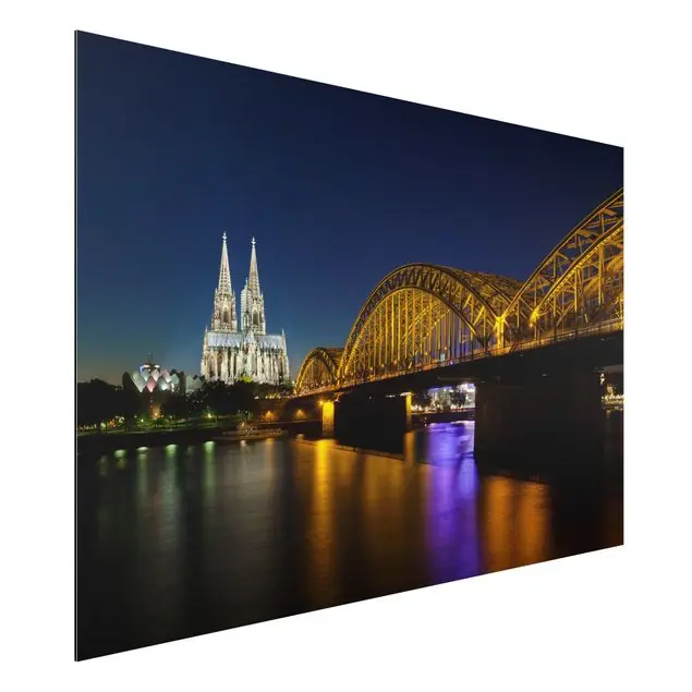 Billig Köln bei Nacht Alu-Dibond Outdoor Bild