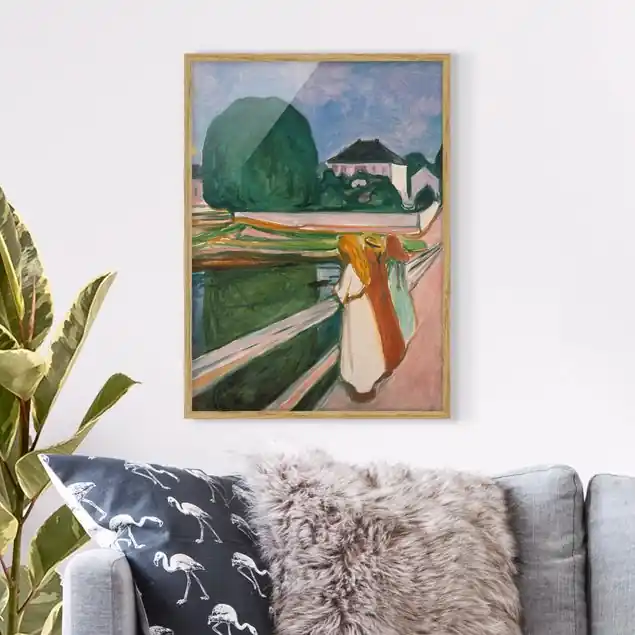 Kracherpreis Edvard Munch - Weiße Nacht Bild mit Rahmen in Manufakturqualität • Eiche naturbelassen • inkl. Rahmung von Hand • Made in Germany