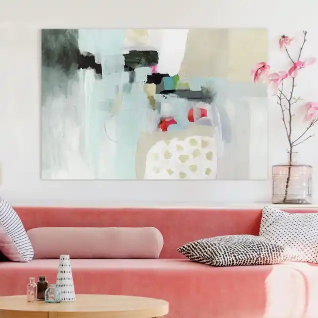 Bunte Wasserfälle I Leinwandbild • hergestellt in Deutschland • langlebiges Canvas mit Holzkeilrahmen • klassische Struktur • 260 g/m² Direkt Vom Hersteller