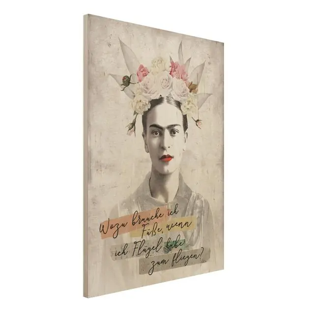 Frida Kahlo - Zitat Holzbild - Hochformat 3:4 Heißes Angebot
