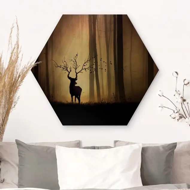 Der Herr des Waldes Hexagon-Holzbild Zertifiziert