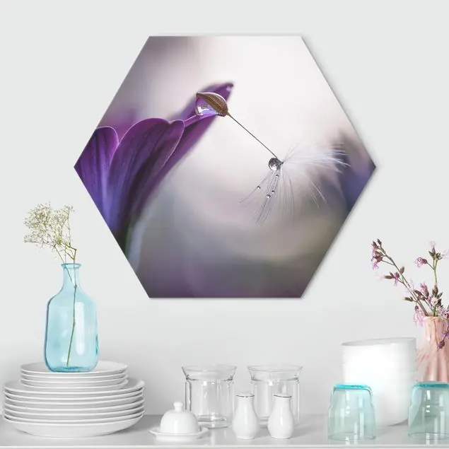 Preis Gesenkt Purple Rain Hexagon-Alu-Dibond Bild
