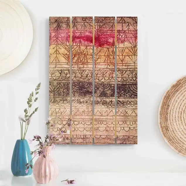 Paul Klee - Jungwaldtafel Holzbild Plankenoptik - Hochformat Knallerangebot