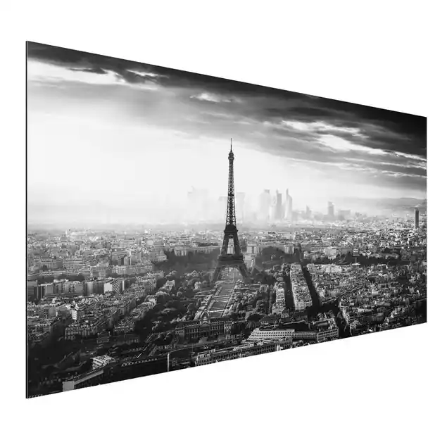 Top-Seller Der Eiffelturm von Oben Schwarz-weiß Alu-Dibond Outdoor Bild