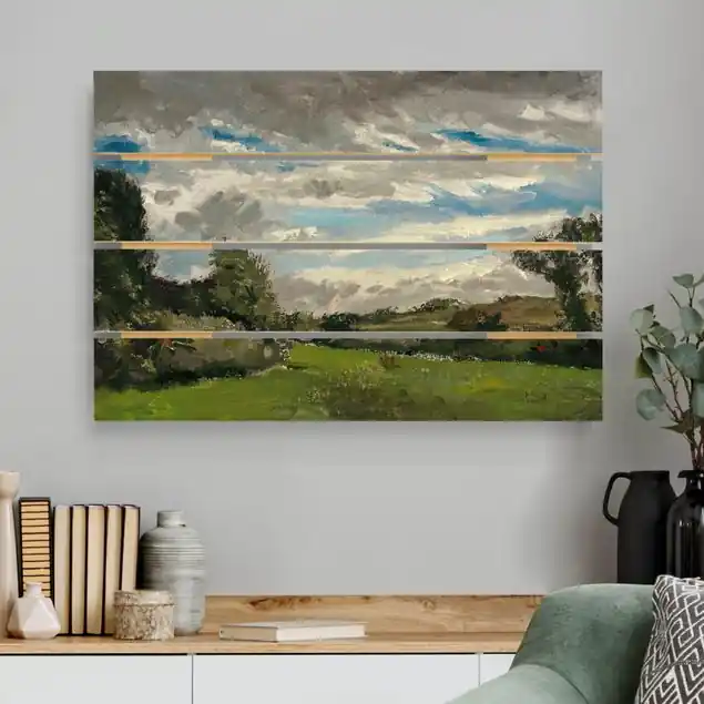 Vincent van Gogh - In den Dünen Holzbild Plankenoptik - Querformat Günstig